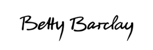 Der Text "Betty Barclay" steht in schwarzer, geschwungener Schrift auf weißem Hintergrund.