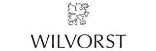 Ein stilisiertes Wappen zeigt einen Löwen. Darunter steht der Text "WILVORST". Der Hintergrund ist schlicht und einfarbig, ohne weitere Details.