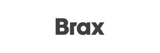 Der Text "Brax" steht in fetter, schwarzer Schrift zentral auf einem weißen Hintergrund.